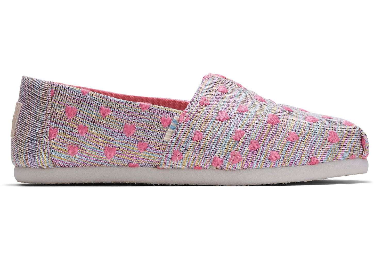 Toms Classics Heartsy Twill Glimmer - Kids Alpargata Espadrilles - Pink/Multicolor - NZ - 894062DBR